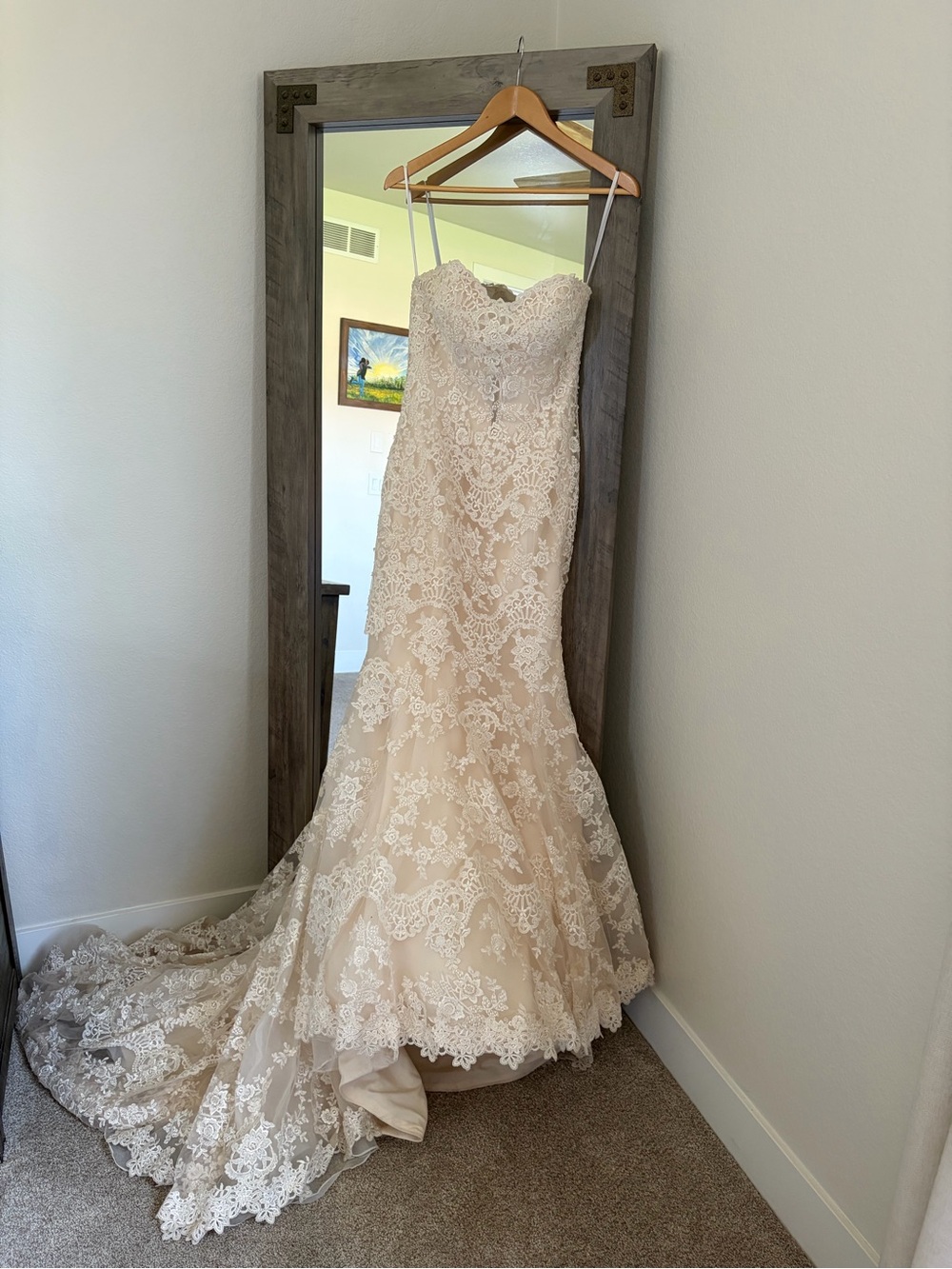 Lace Strapless Mermaid Wedding Dress in Ivory